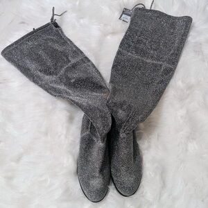 Primark Glittering Silver Over the Knee Boots